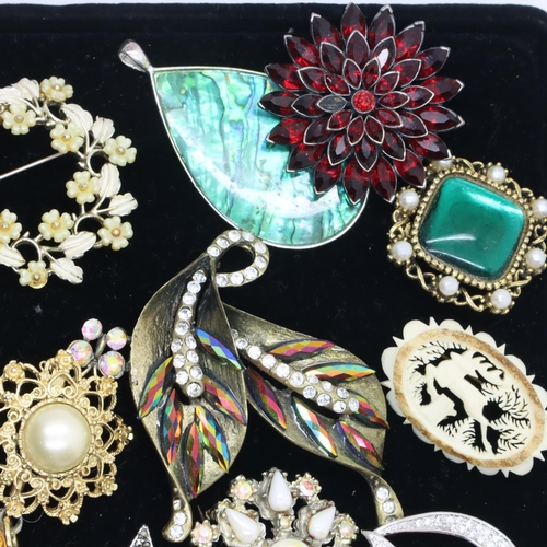 93 - Selection of costume jewellery brooches. P&P Group 1 (£14+VAT for the first lot and £1+VAT for subse... 