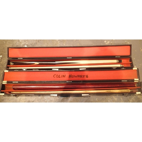 1037 - Two B.C.E. cased snooker cues. Not available for in-house P&P, contact Paul O'Hea at Mailboxes on 01... 