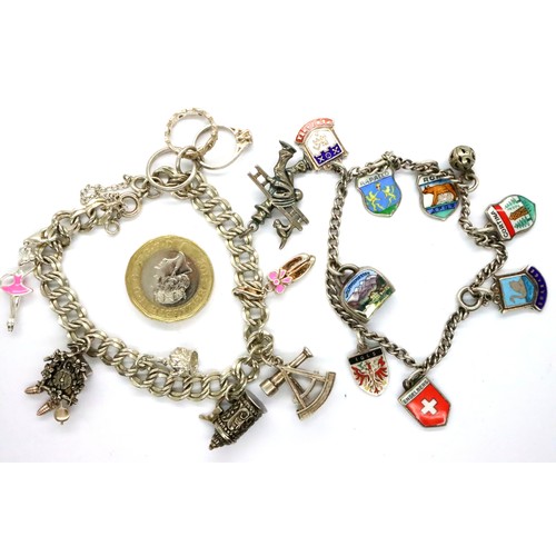 94 - Two sterling silver charm bracelets, 41g. P&P Group 1 (£14+VAT for the first lot and £1+VAT for subs... 