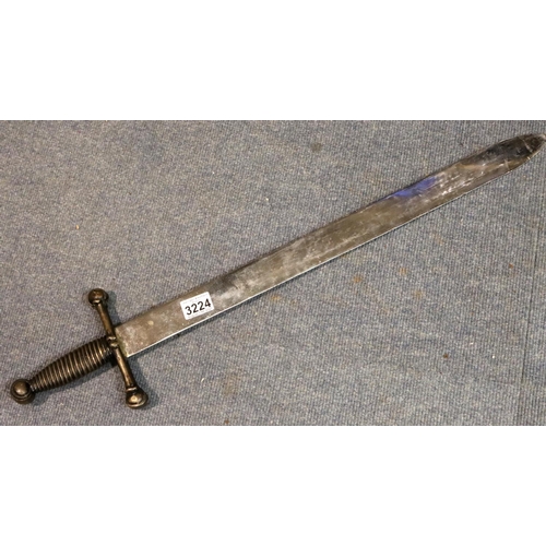 3224 - A replica Roman Gladius sword, the blade with a crocodile emblem (possibly Martindale) brass grip, b... 