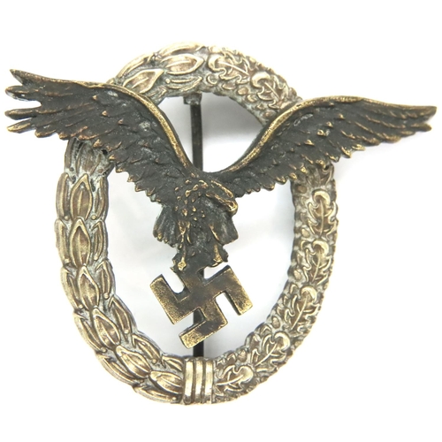 3250 - 1960s Copy Luftwaffe Pilots Badge. Made from original die. P&P Group 1 (£14+VAT for the first lot an... 