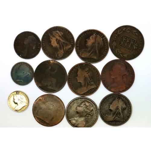 3006 - Mixed bronze coinage of Queen Victoria, Farthing to Penny. P&P Group 1 (£14+VAT for the first lot an... 