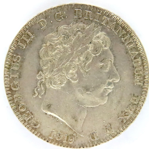 3021 - 1819 silver Crown of George III (LX). P&P Group 1 (£14+VAT for the first lot and £1+VAT for subseque... 