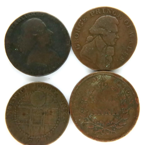 3027 - Four 18-19th century trade tokens and commerce. P&P Group 1 (£14+VAT for the first lot and £1+VAT fo... 