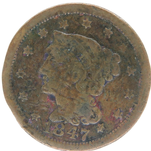 3038 - 1847 USA 1 Cent coin - Early colonization issue. P&P Group 1 (£14+VAT for the first lot and £1+VAT f... 