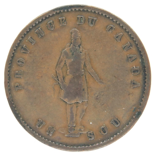 3054 - 1852 Bank of Quebec Canadian Half Penny Token. P&P Group 1 (£14+VAT for the first lot and £1+VAT for... 