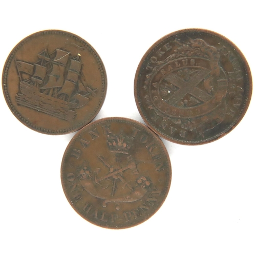 3067 - Three Canadian Shipping tokens under colonial rule. P&P Group 1 (£14+VAT for the first lot and £1+VA... 