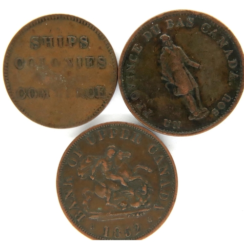 3067 - Three Canadian Shipping tokens under colonial rule. P&P Group 1 (£14+VAT for the first lot and £1+VA... 