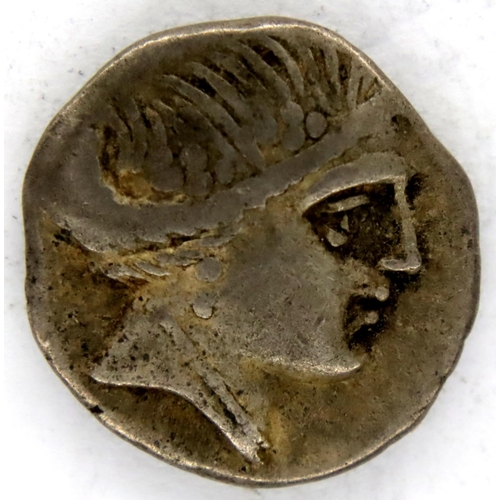 3078 - 300BC silver Hemi-Drachm Histiaia the Nymph on Galley. P&P Group 1 (£14+VAT for the first lot and £1... 