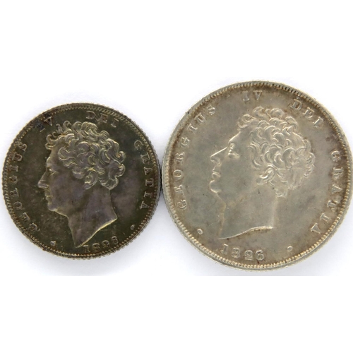 3085 - 1826 silver Sixpence and Shilling of George IV. P&P Group 1 (£14+VAT for the first lot and £1+VAT fo... 