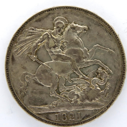 3110 - 1821 silver Crown of George IV (SECUNDO). P&P Group 1 (£14+VAT for the first lot and £1+VAT for subs... 