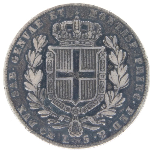 3117 - 1839 Kingdom of Sardinia 5 Lire of Charles Albert. P&P Group 1 (£14+VAT for the first lot and £1+VAT... 