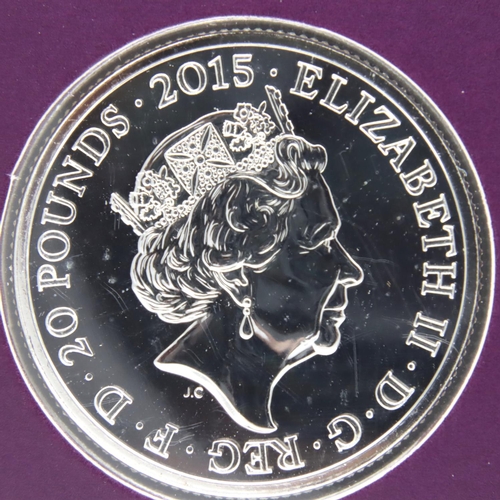 3125 - 2015 UNC silver unopened Bullion; Longest reigning Monarch £20 coin. P&P Group 1 (£14+VAT for the fi... 