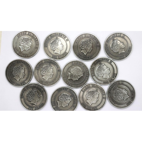 3150 - Set of twelve Tuvalu Fantasy Yin/Yang 1oz coins. P&P Group 1 (£14+VAT for the first lot and £1+VAT f... 