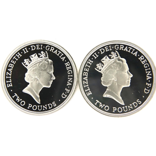 3171 - 1989 Tercentenary Bill of Rights silver proof commemorative £2 of Elizabeth II, encapsulated, boxed ... 