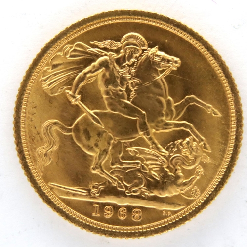 3175 - 1968 gold sovereign of Elizabeth II. P&P Group 1 (£14+VAT for the first lot and £1+VAT for subsequen... 