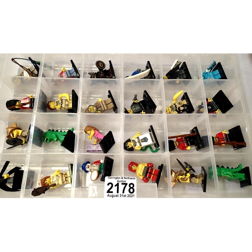 2178 - Box of twenty four assorted Lego mini figures. P&P Group 2 (£18+VAT for the first lot and £3+VAT for... 