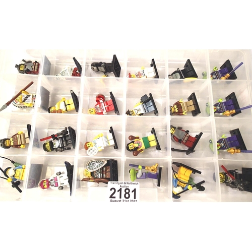 2181 - Box of twenty four assorted Lego mini figures. P&P Group 2 (£18+VAT for the first lot and £3+VAT for... 