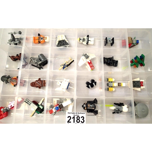 2183 - Box of twenty four assorted Lego advent calendar models and figures. P&P Group 2 (£18+VAT for the fi... 