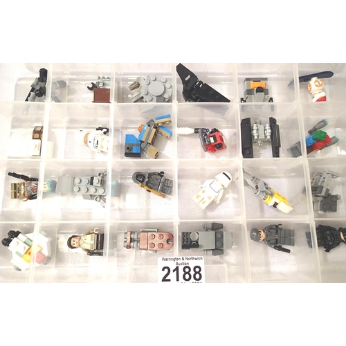 2188 - Box of twenty four assorted Lego advent calendar models and figures. P&P Group 2 (£18+VAT for the fi... 