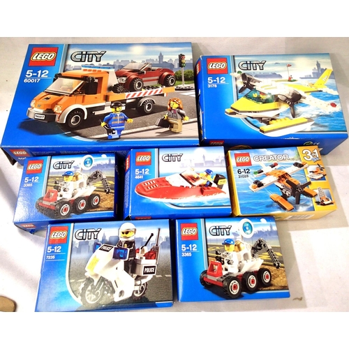 2193 - Seven Lego boxed kits six city, one Creator, all built then disassembled, appears complete. P&P Grou... 