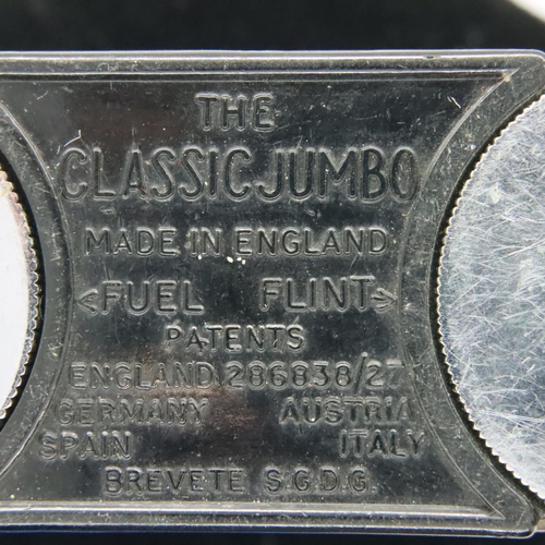 136 - The Classic Jumbo; stainless steel and leather table lighter, 80 x 75 mm. P&P Group 1 (£14+VAT for t... 