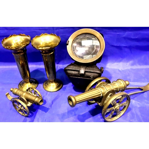 147 - Mixed collectables including two brass cannons. Not available for in-house P&P, contact Paul O'Hea a... 