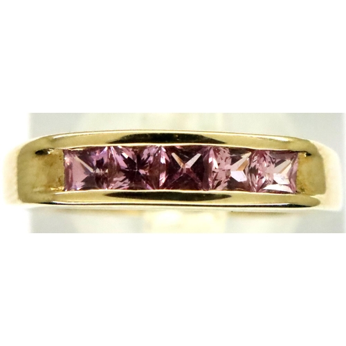 24 - 9ct gold pink sapphire ring, complete with certificate, size N/O, 2.4g. P&P Group 1 (£14+VAT for the... 