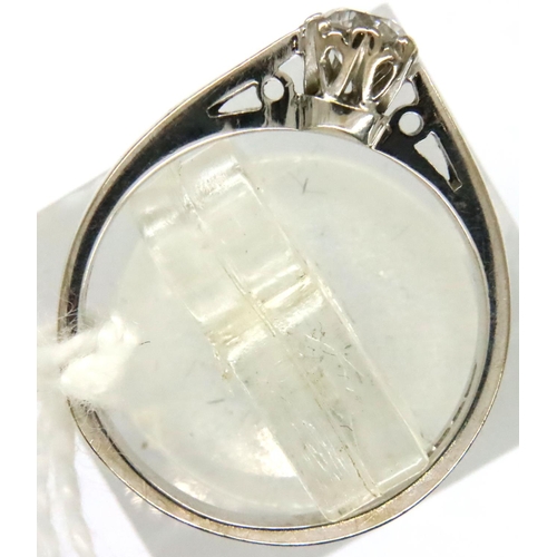 30 - 18ct white gold diamond set solitaire ring, size K/L, 2.8g. Heavy gauge shank perfectly circular, li... 