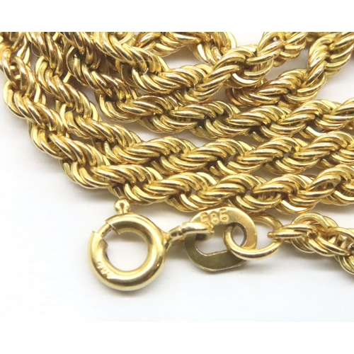 66 - 14ct gold rope chain, L: 46 cm, 2.1g. P&P Group 1 (£14+VAT for the first lot and £1+VAT for subseque... 