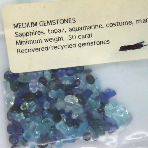 68 - Mixed loose gemstones including sapphires, topaz, aquamarine and others, over 50cts in total. P&P Gr... 