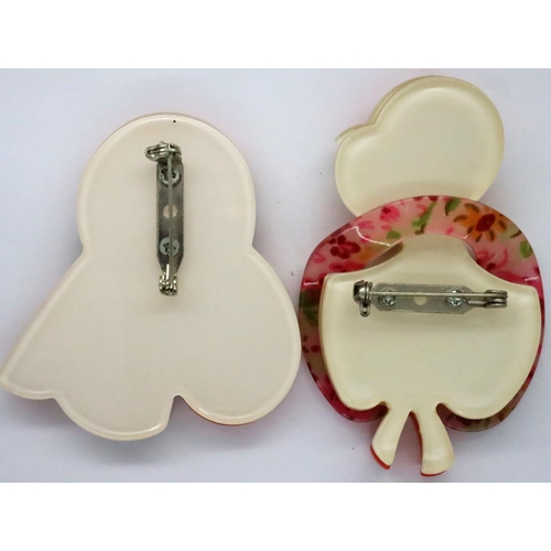 79 - Two Leah Stein style portrait brooches, H: 7 cm. P&P Group 1 (£14+VAT for the first lot and £1+VAT f... 