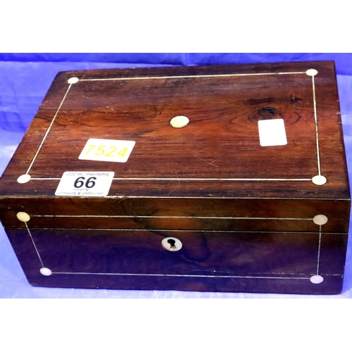 99 - Inlaid mother of pearl jewellery box with costume jewellery contents. P&P Group 1 (£14+VAT for the f... 