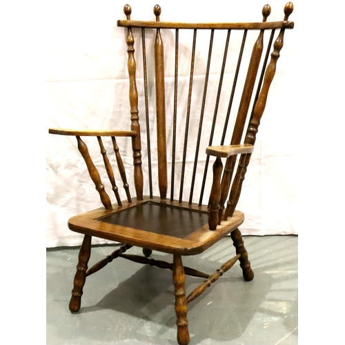 460 - An American 20th century Colonial style stick back elbow chair, H: 105 cm. Not available for in-hous... 