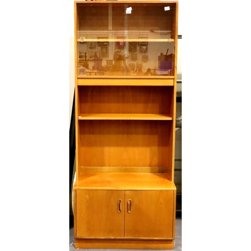 480 - G Plan teak glazed bookcase with cupboard base, 82 x 46 x 200 cm H. Not available for in-house P&P, ... 