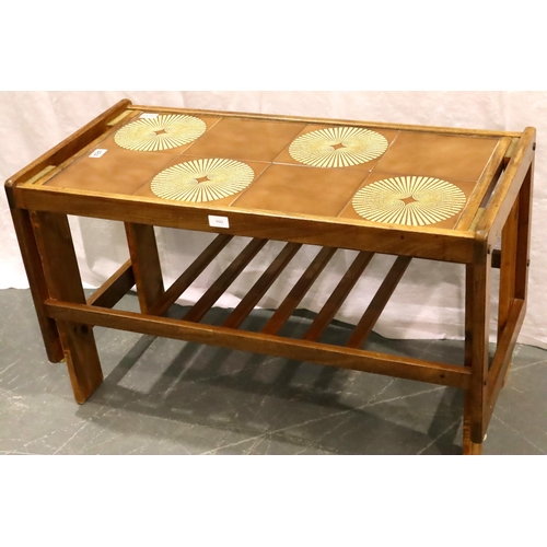 484 - Mid 20th century tile top coffee table, 93 x 45 x 54 cm H. Not available for in-house P&P, contact P... 