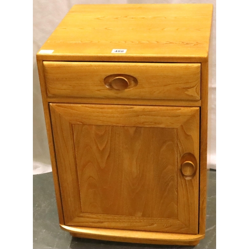 488 - Ercol Windsor light elm bedside cabinet with one drawer and single cupboard, 47 x 44 x 69 cm H. Not ... 