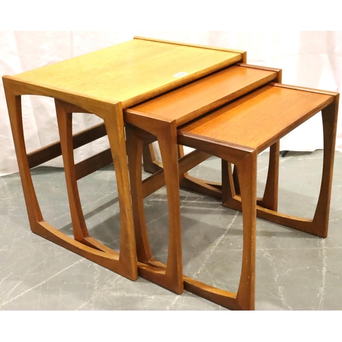 494 - G Plan nest of three graduated occasional tables, largest 54 x 43 x 49 cm H. Not available for in-ho... 