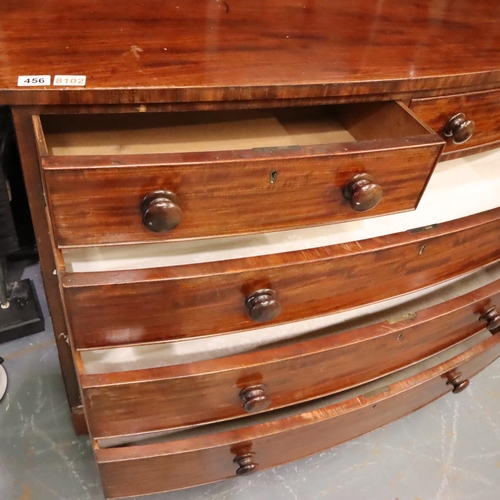 456 - Victorian mahogany chest of two short above three graduated drawer, raised on bracket feet, 120 x 56... 