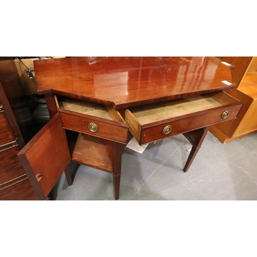 457 - A 19th century mahogany sideboard of three drawers and two cupboards, raised on tapering supports, 1... 