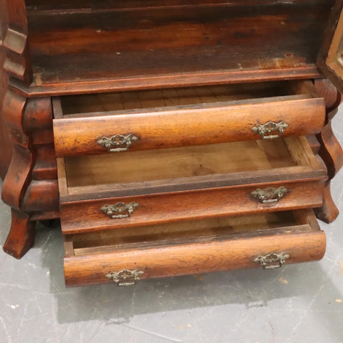 479 - Dutch 18th century Bombe form display cabinet with three under drawers, 71 x 30 x 101 cm H. Not avai... 