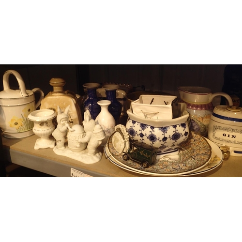 1189 - Collection of ceramics to include Wedgwood Angela vase, Royal Victoria, Wade gin decanter. Not avail... 