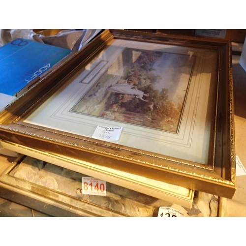 1252 - Five mixed pictures and picture frame. Not available for in-house P&P, contact Paul O'Hea at Mailbox... 