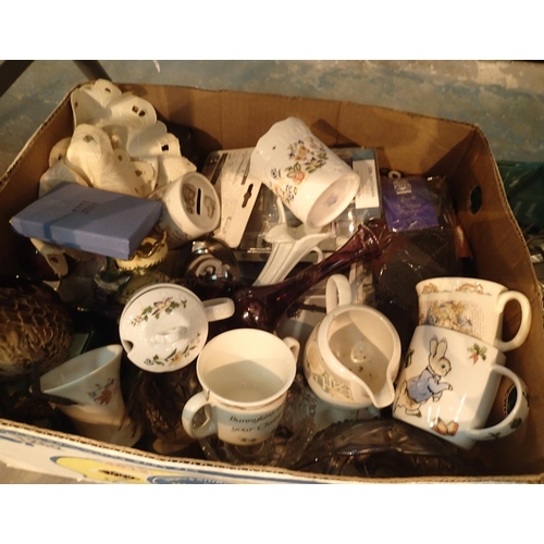 1260 - Collection of mixed ceramics, glassware, jewellery box etc. Not available for in-house P&P, contact ... 