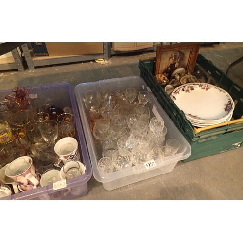 1261 - Three boxes of mixed glassware and ceramics. Not available for in-house P&P, contact Paul O'Hea at M... 