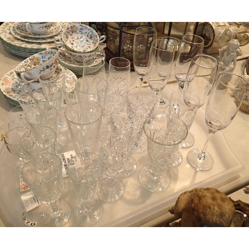 1270 - Large collection of good quality drinking glasses including Champagne glasses. Not available for in-... 