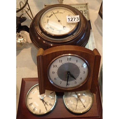 1273 - Westclox mantle clock barometer clock with Jacobs tin etc. Not available for in-house P&P, contact P... 