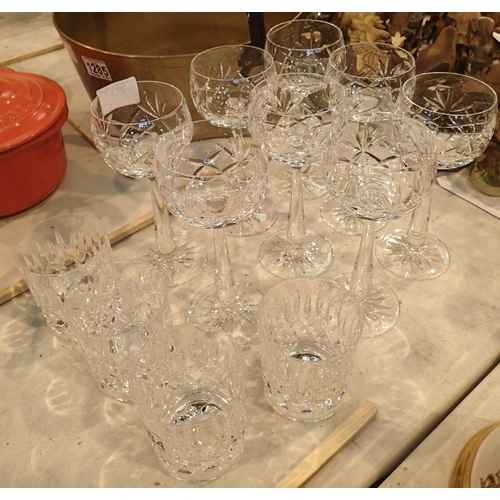 1284 - Set of eight good quality wine glasses and four whiskey tumblers. Not available for in-house P&P, co... 