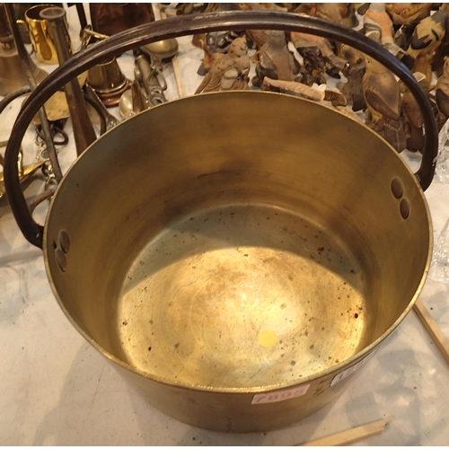 1285 - Large single handled jam pan. Not available for in-house P&P, contact Paul O'Hea at Mailboxes on 019... 