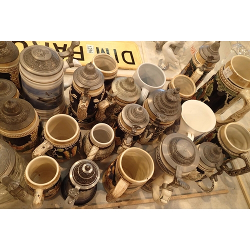 1294 - Large collection of ceramic steins and tankards. Not available for in-house P&P, contact Paul O'Hea ... 